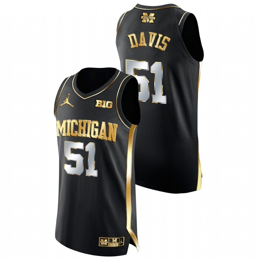 Michigan Wolverines Men's NCAA Austin Davis #51 Black Golden Diamond Edition College Basketball Jersey TPW3349CI